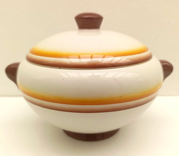 CERAMICHE GALVANI (Pordenone) Zuppiera aerografata anni 30 (Simonetto Futurismo)